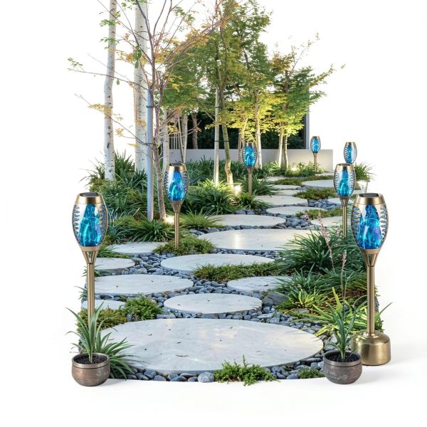 COCOMOX Solar Torch Lights LED Outdoor Waterproof Blue-1