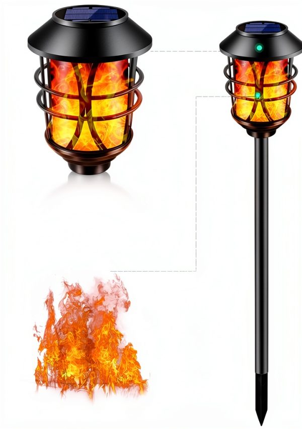 TomCare Solar Torch Lights Outdoor Metal Flame Effect-1