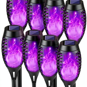 Kurifier Solar Torch Lights Purple Flame Outdoor Decor-0