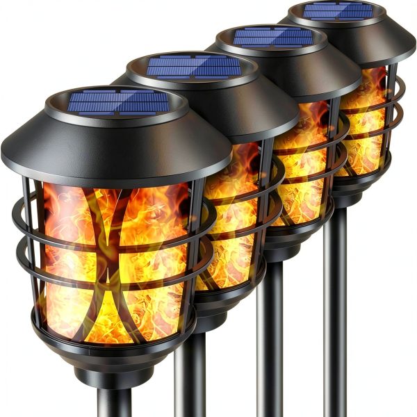TomCare Solar Torch Lights Outdoor Metal Flame Effect-0