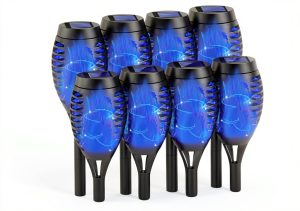 COCOMOX Solar Torch Lights LED Outdoor Waterproof Blue-0