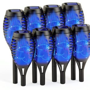 COCOMOX Solar Torch Lights LED Outdoor Waterproof Blue-0