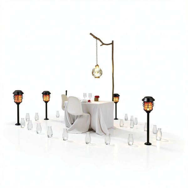 TomCare Solar Torch Lights Outdoor Metal Flame Effect-5