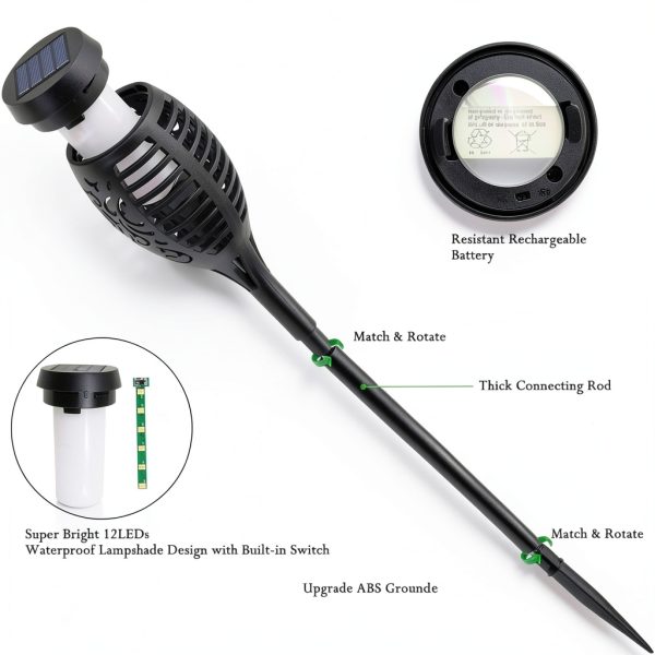 LNRYY Solar Torch Lights Outdoor Flickering Flame Decor-5