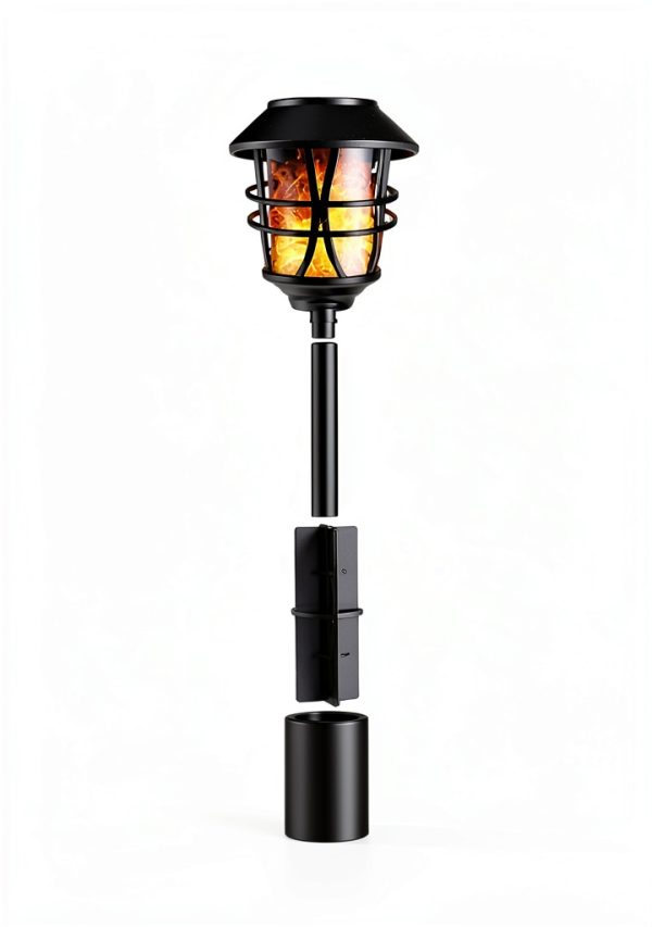 TomCare Solar Torch Lights Outdoor Metal Flame Effect-3
