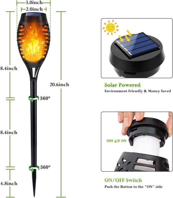 LNRYY Solar Torch Lights Outdoor Waterproof Garden Decor-5