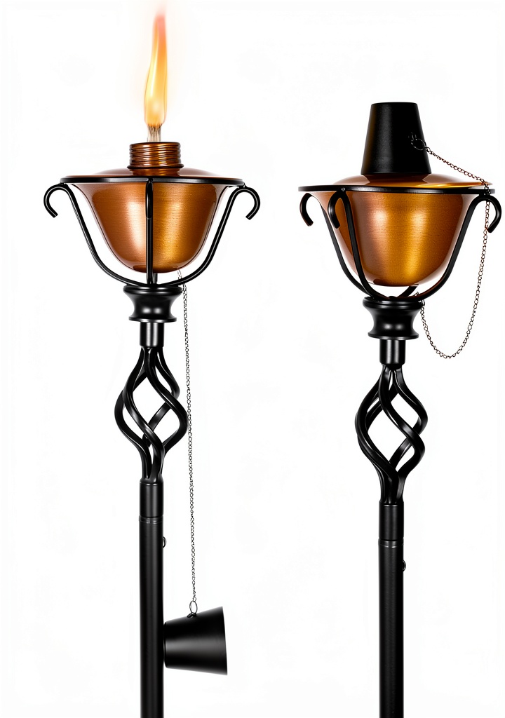 'BirdRock Home Outdoor Torches illuminating a patio setting'