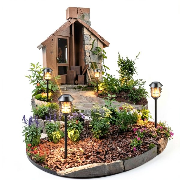 TomCare Solar Torch Lights Outdoor Metal Flame Effect-4