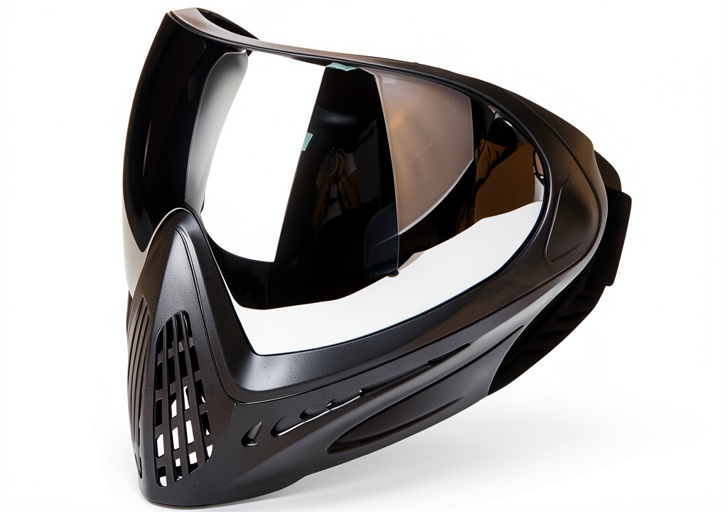 Installing Paintball Mask FMA Full Face Anti Fog Carbon on a wooden desk