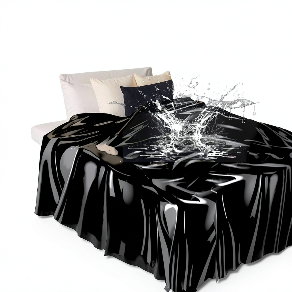 Waterproof BDSM sheet laid out in a bedroom setting