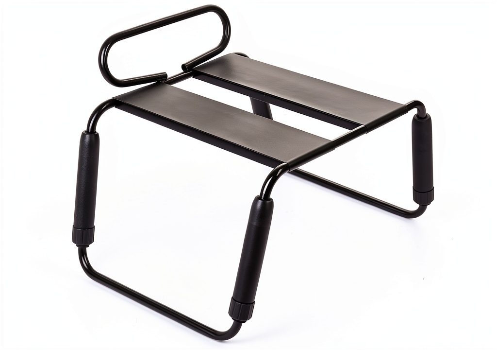 Flexi stainless steel bounce chair set up on a wooden desk beside a laptop