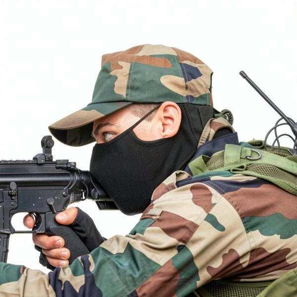 AOUTACC Airsoft Half Face Mask Black L Breathable Silicone Tactical-4