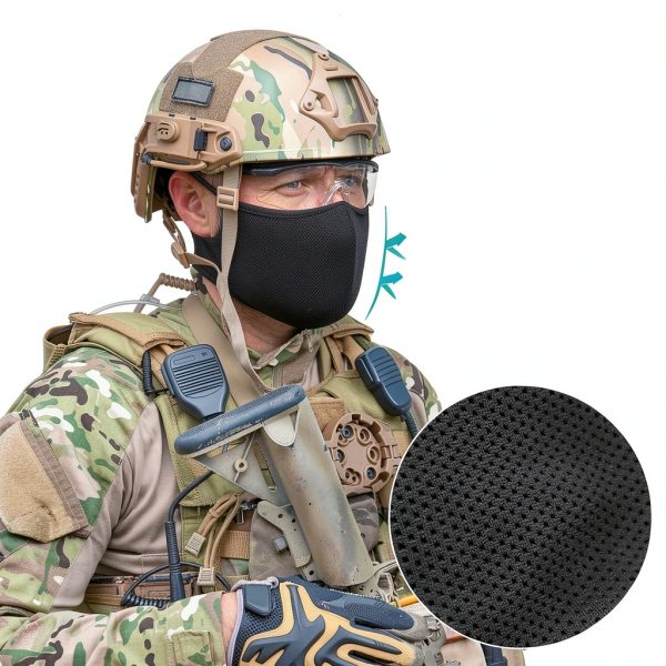 AOUTACC Airsoft Half Face Mask Black L Breathable Silicone Tactical-6