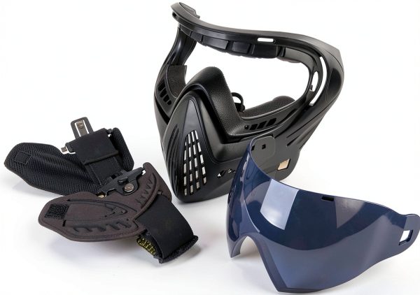 FMA Paintball Airsoft Full Face Mask F1 Black with Elastic Head Strap-2