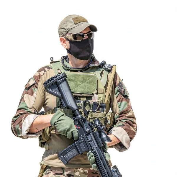 AOUTACC Airsoft Half Face Mask Black L Breathable Silicone Tactical-7
