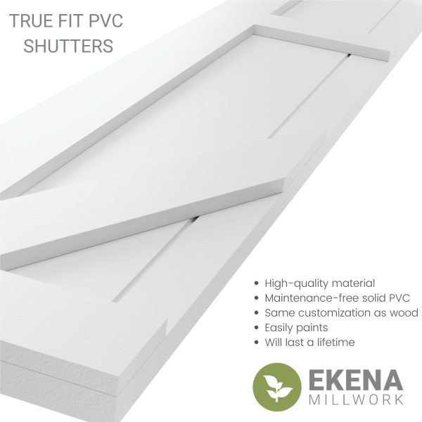 Ekena Millwork True Fit PVC Farmhouse Shutters 12"W x 44"H Black-8