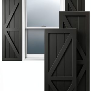 Ekena Millwork True Fit PVC Farmhouse Shutters 12"W x 44"H Black-0