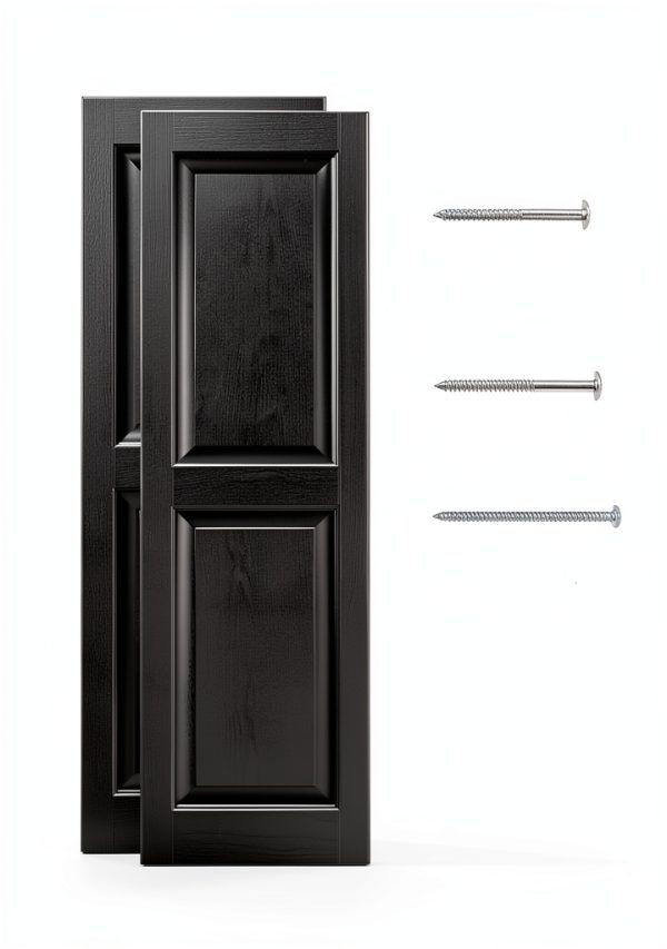 Raised Panel Vinyl Shutters Pontiac Trail Black Cosmos 14.5x59 Pair-5
