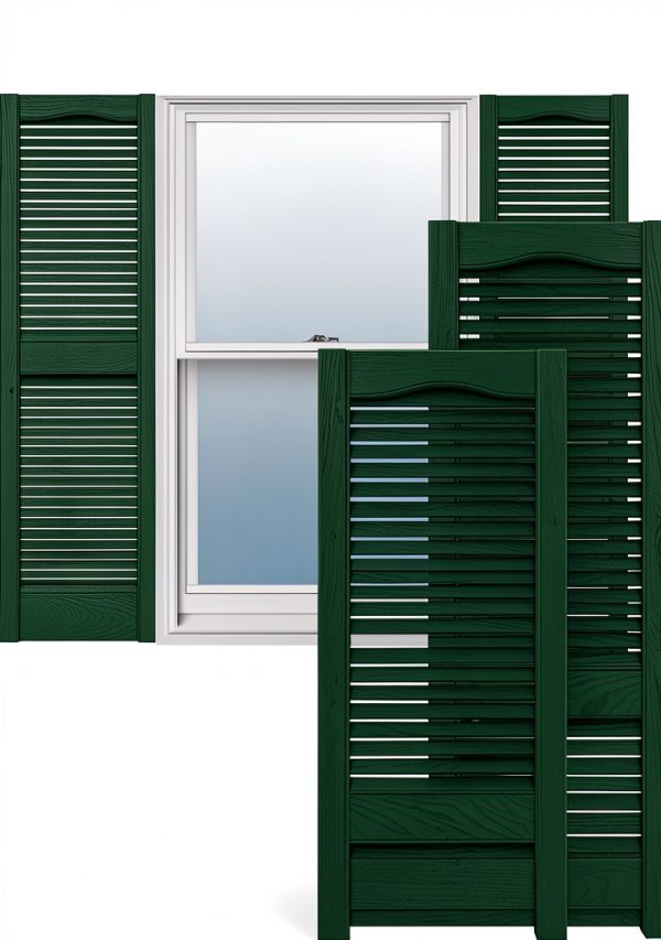 Vinyl Louver Shutters Ekena Millwork 12"W x 43"H Midnight Green-0