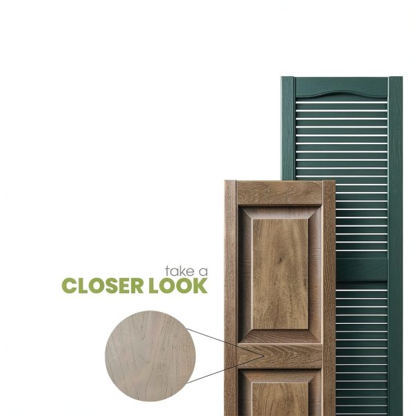Vinyl Louver Shutters Ekena Millwork 12"W x 43"H Midnight Green-11
