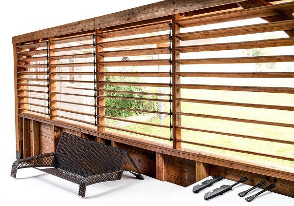 Deck Sunblind Brackets Anling Steel Powder Coated Louver Black 48in-5
