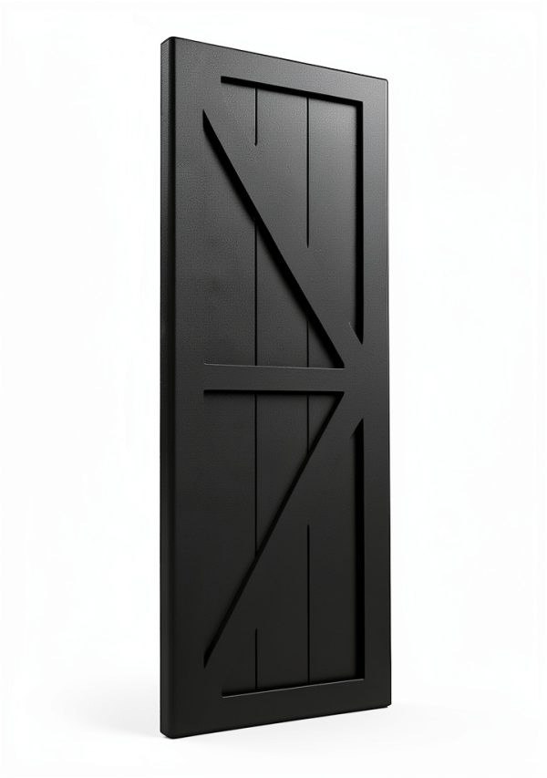 Ekena Millwork True Fit PVC Farmhouse Shutters 12"W x 44"H Black-1