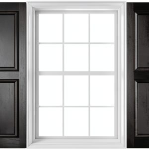 Raised Panel Vinyl Shutters Pontiac Trail Black Cosmos 14.5x59 Pair-0