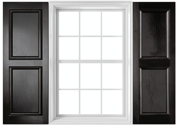 Raised Panel Vinyl Shutters Pontiac Trail Black Cosmos 14.5x59 Pair-0