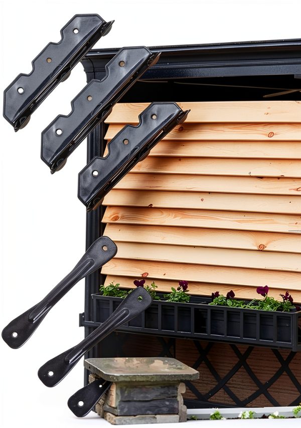 Deck Sunblind Brackets Anling Steel Powder Coated Louver Black 48in-0