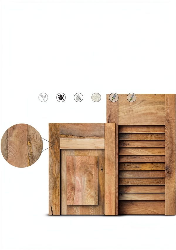 18"W x 72"H Americraft Two Equal Raised Panel Exterior Real Wood Shutters (Per Pair), Unfinished-12
