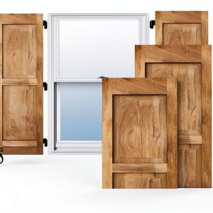 18"W x 72"H Americraft Two Equal Raised Panel Exterior Real Wood Shutters (Per Pair), Unfinished-0