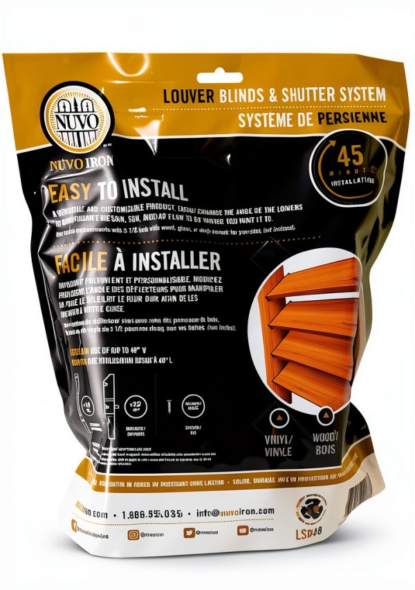 Nuvo Iron LSB48 Hardware System-Holds up to 11 Boards Louver, Black Designed for use of up to 48"W-8