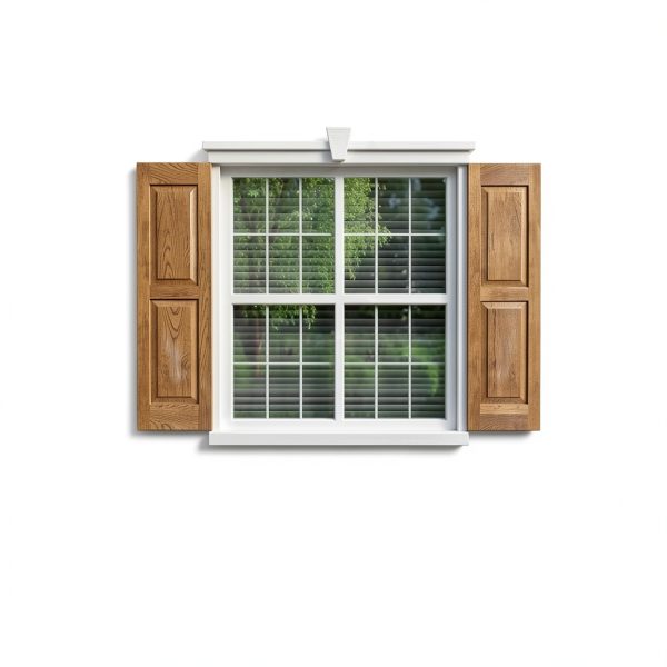18"W x 72"H Americraft Two Equal Raised Panel Exterior Real Wood Shutters (Per Pair), Unfinished-6