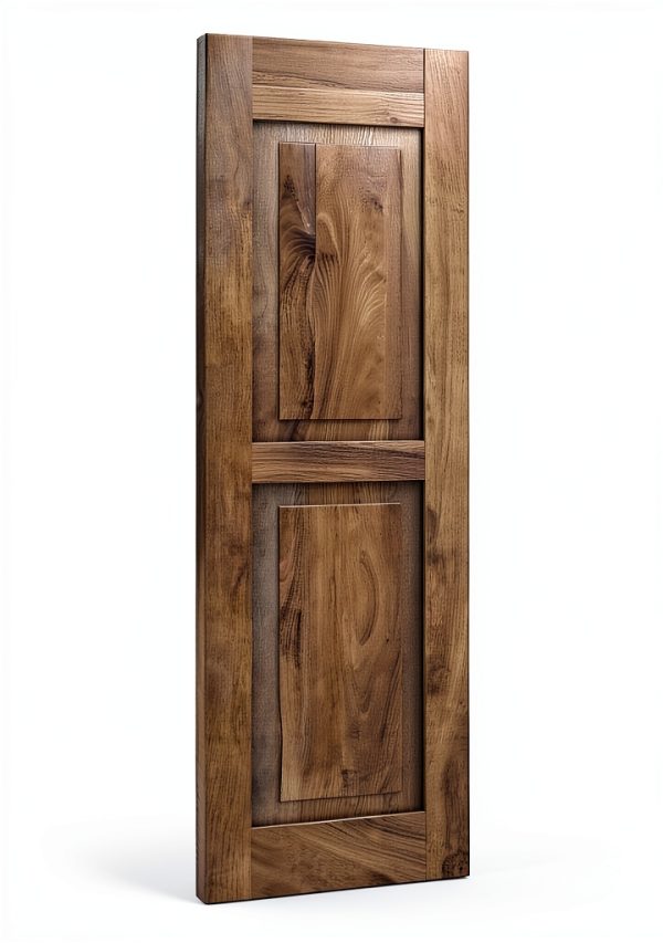 18"W x 72"H Americraft Two Equal Raised Panel Exterior Real Wood Shutters (Per Pair), Unfinished-2